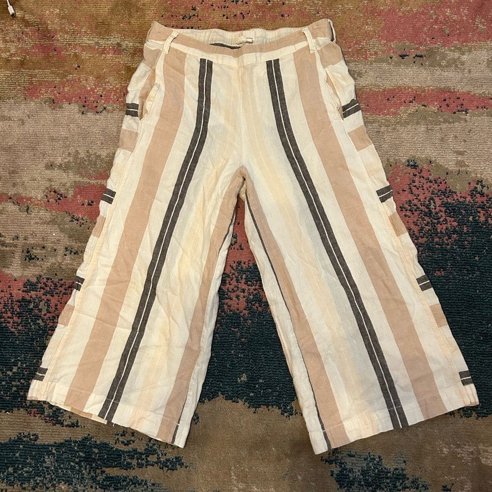 Anthropologie Cream and Black Striped Pants